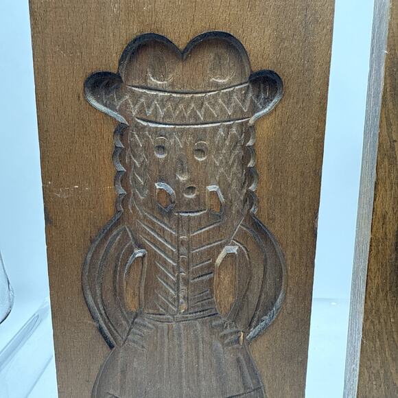 Pair 14” Vintage Wooden Cookie Molds German Dutch Carved Wood Wall Decor Kitchen - Picture 2 of 15